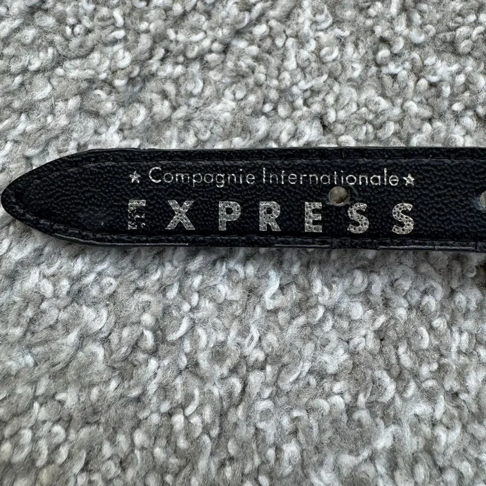 Express Concho Belt Womens S Black Genuine Leather Western Skinny Cowgirl Boho